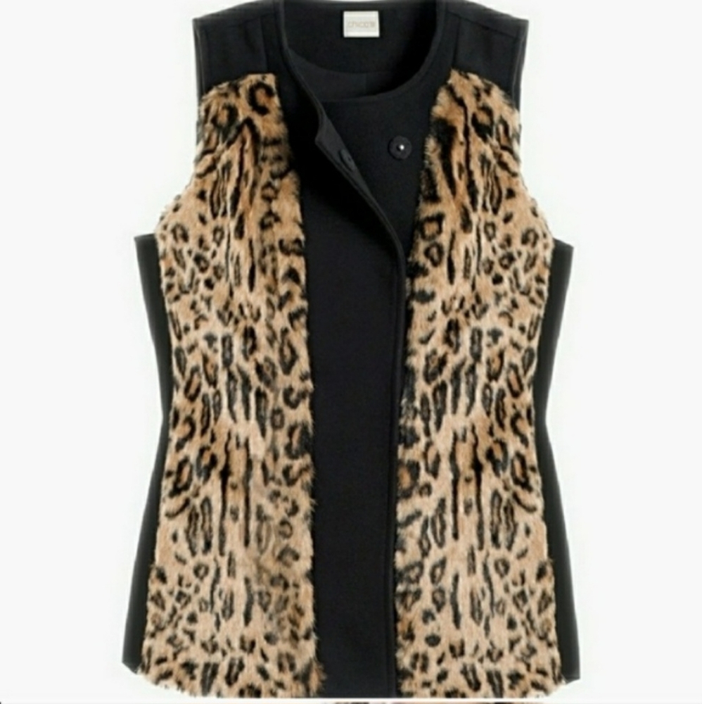 Chico's Leopard Fur Sweater Vest